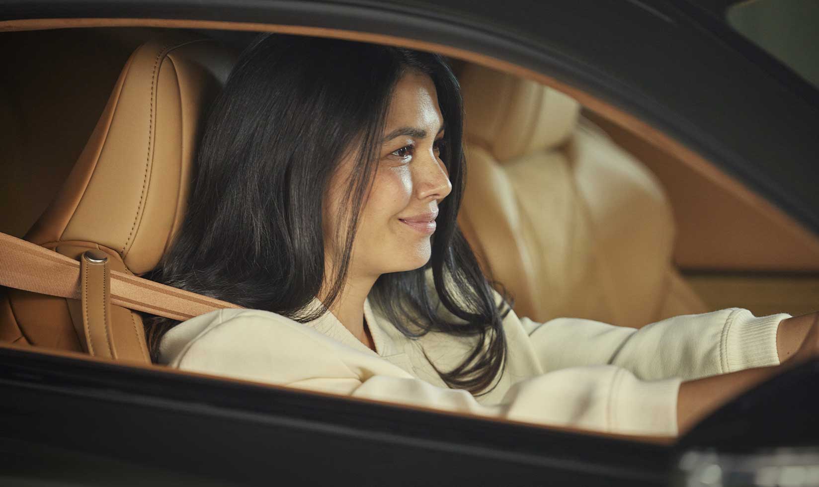Woman driving in car